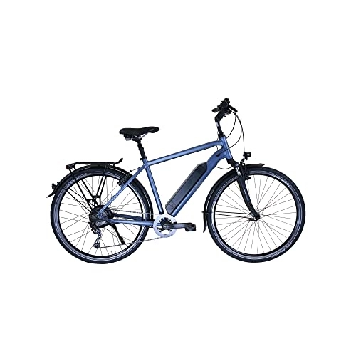 Bicicletas eléctrica : HAWK eTrekking Gent BAFANG - Bicicleta para hombre (250 W, marco de aluminio ligero, 28 pulgadas, con cambio de cadena Microshift de 8 marchas)