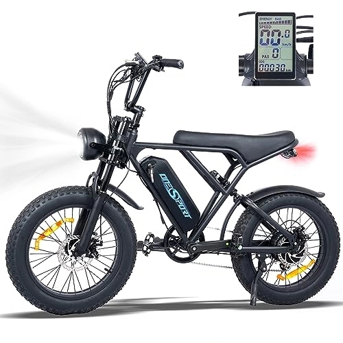 Bicicletas eléctrica : Onesport 20" x 4.0Fat Tire Bicicleta Eléctricacon batería de 48V 15Ah y 7 Velocidades, Assist Milestone 120km, Frenos de Disco mecánicos Delanteros y Traseros