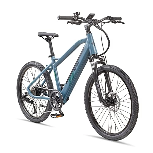 Bicicletas eléctrica : TELEFUNKEN Bicicleta eléctrica de montaña de 24 pulgadas, aluminio, 8 marchas, ideal para jóvenes, motor de rueda trasera de 250 W, frenos de disco, ascensores M915