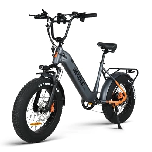 Bicicletas eléctrica : VAKOLE Bicicleta eléctrica para hombre, 20 pulgadas, con aplicación inteligente, batería Samsung de 48 V y 15, 6 Ah, alcance de hasta 110 km, frenos hidráulicos