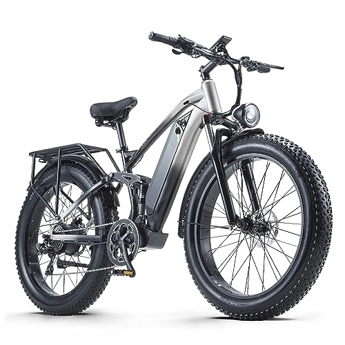 Bicicletas eléctrica : VOZCVOX RX90 Bicicleta eléctrica 26" Montaña Ebike con Batería de 48V17, 5AH, Suspensión Completa, 8 Velocidades, Freno de Disco