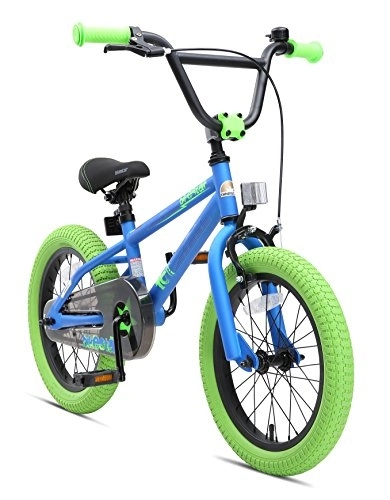 BMX : BIKESTAR Bicicleta Infantil para niños y niñas a Partir de 4 años | Bici 16 Pulgadas con Frenos | 16" Edición BMX Azul Verde