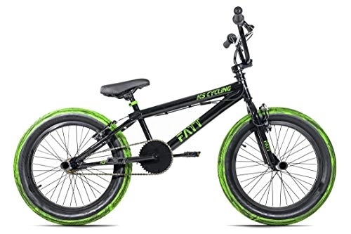 BMX : KS Cycling KS Ciclo BMX Freestyle 20'' Fatt, Niños, Negro-Verde, Muddy neumático, 25