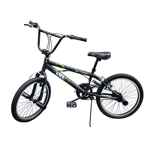 BMX : Mediawave Store - Bicicleta BMX FreeStyle con cuadro de acero Jumper SPOKES WHEEL Bicicleta Medida 20 pulgadas con dirección de 360°, BMX Freestyle (negro)