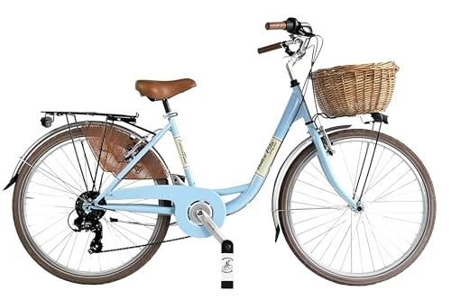Paseo : BICICLETTE CANELLINI Bicicleta mujer venere dolce vita 26" shimano ctb citybike city bicicleta de ciudad (azul cizurro)