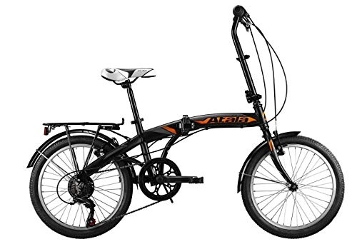 Plegables : Atala Modelo 2020 - Bicicleta plegable ultracompacta Blue Lake de 20 pulgadas, color negro y naranja, 6 velocidades