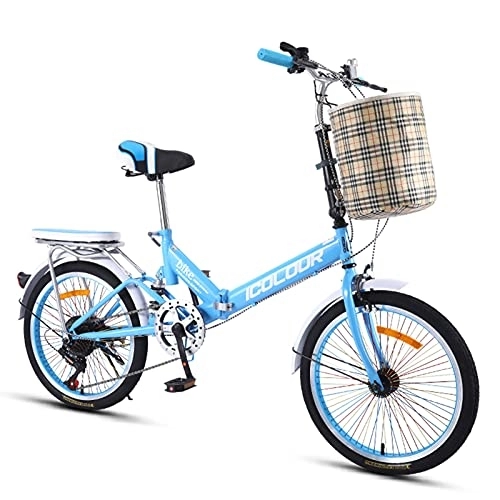 Plegables : Bicicleta Plegable Ligera De 20 Pulgadas Bicicletas Plegables De 6 Velocidades Bicicleta De Ciudad con Frenos Dobles para Adultos, Hombres, Mujeres, Estudiantes, Bicicletas Urbanas, A