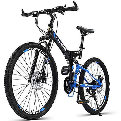 Plegables : Bicicleta Plegable para Adultos, 26 pulgadas Bike Sport Adventure - Bicicleta para joven, mujer Mountain Bike, 24 velocidades / blue