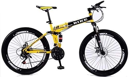 Plegables : HYLK Bicicleta de montañaplegablepara Todo Terreno, Bicicleta de cambiopara Exteriores, con Ruedas de radios, Amarillo (21 velocidades, 26pulgadas)