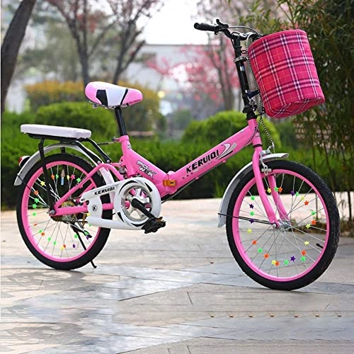 Plegables : HYLK Bicicletaplegable de aleación Ligera de 20pulgadas, para Mujeres, Ligera, para Adultos, Ultraligera, de Velocidad Variable, portátil, para escuelasprimarias, para Hombres (Rosa)