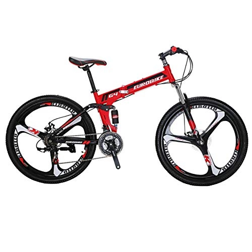 Plegables : HYLK Bicicletaplegable G4 Mountain Bike 26pulgadas Bicicleta de 3 Rayos Bicicletaplegable Bicicleta de montaña roja (Red)
