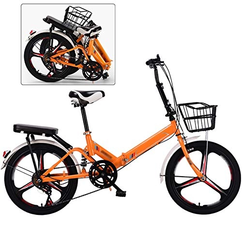 Plegables : JI TA Bicicleta Plegable, 20 Pulgadas Bicicleta Juvenil, 7 Velocidades Bicicleta Infantil, Bici para Niños y Niñas, Montar al Aire Libre / Orange