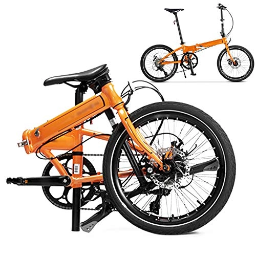 Plegables : JI TA MTB Bicicleta de Montaña Plegable, 20 Pulgadas Bicicleta para Adulto, 8 Velocidades Velocidad Variable Bici Juvenil, Doble Freno Disco / Orange