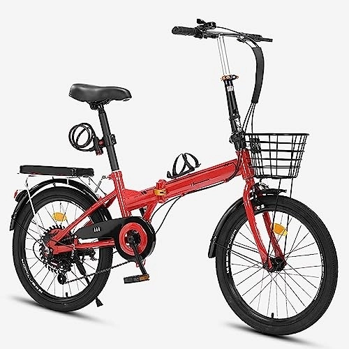 Plegables : WOLWES Bicicleta Plegable para Adultos, Bicicleta portátil, Bicicletas de Acero al Carbono, transmisión de 7 velocidades y Freno en v para Adultos, Altura Ajustable para Acampar C, 22in