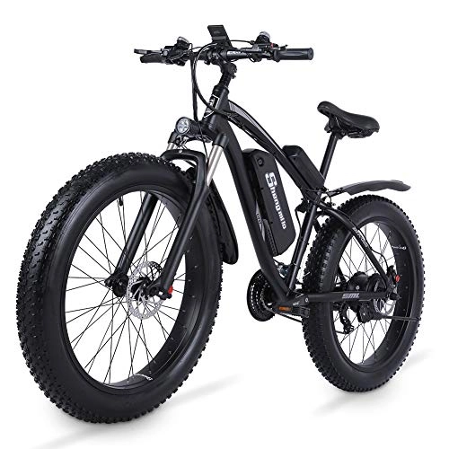 Electric Bike : Shengmilo 26 Inch Fat Tire Electric Bike 48V 1000W Motor Snow Electric Bicycle with Shimano 21 Speed Mountain Electric Bicycle Pedal Assist Lithium Battery Hydraulic Disc Brake(MX02S)