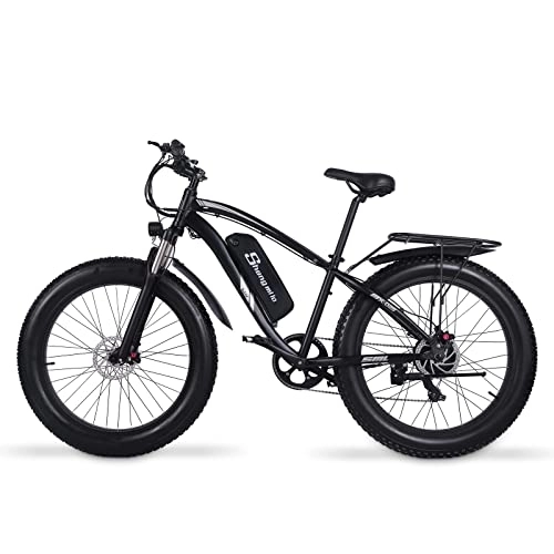 Electric Bike : Shengmilo Electric Bike, MX02S Electric Bikes For Adults 26 * 4.0 Fat Tire ebike, 17Ah Battery, Shimano 7 Speed E Bikes For Men