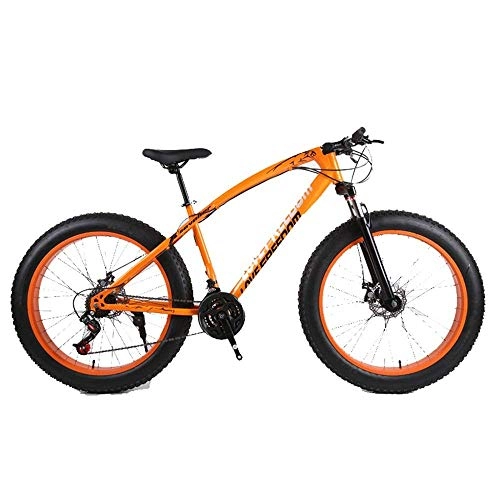 Fat Tyre Bike : Chenbz Outdoor sports Fat Bike, 26 inch cross country mountain bike 7 speed beach snow mountain 4.0 big tires adult outdoor riding (Color : Orange)