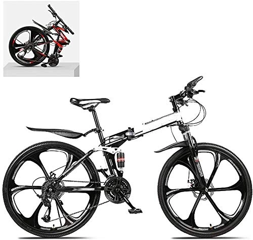Folding Bike : 24 Inch Folding Mountain Bikes High Carbon Steel Frame Double Shock Absorption 21 / 24 / 27 / 30 Speed Variable All Terrain Quick Foldable Adult Mountain Off-Road Bicycle D 24 Speed-27 Speed_B