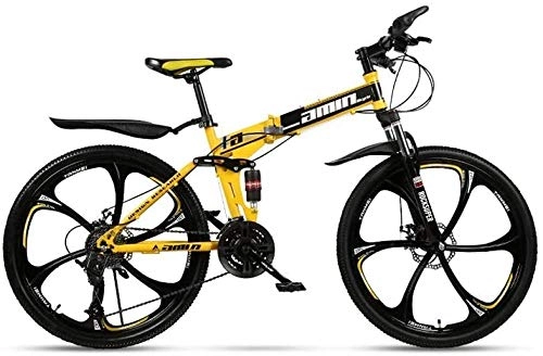 Folding Bike : 24-speed folding mountain bike 24 inch male and female student variable speed double shock absorption adult commuter folding double disc brake double shock absorption