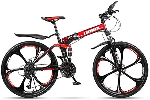 Folding Bike : 24-speed folding mountain bike 24 inch male and female students variable speed double shock absorber adult double disc brake double shock absorber