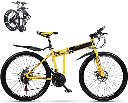 Folding Bike : Adult mountain bike folding student variable speed 24 inch 26 inch double disc brake bicycle city bike fat tire double shock absorber racing city bike-Yellow