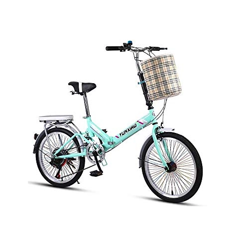 Folding Bike : Bicycle 20-inch Folding Bike 7-Speed Sturdy Cycling Commuter Foldable Bicycle Women's Adult Student Car Bike Easy to Carry Lightweight High-Carbon Steel Frame Shock Damping (Color : Pink)