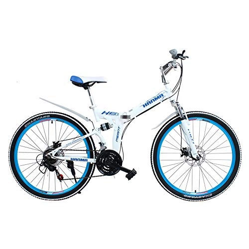 Folding Bike : Bike Folding mountain 21-speed dual butterfly brakes, front and rear double shock absorption design, 24 inch / 26 inch fashion commuter