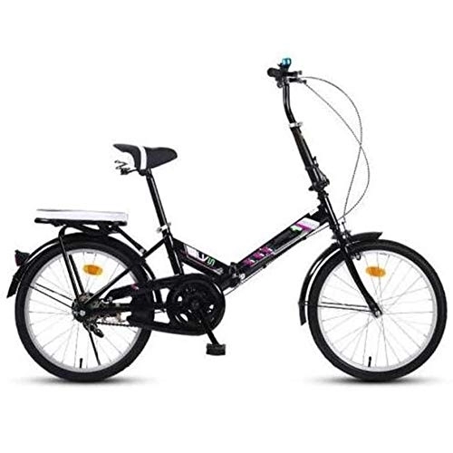 Folding Bike : COUYY 16-inch foldable mountain bike, urban folding bike, compact folding bike, high carbon steel double tube support frame, more secure design, Black