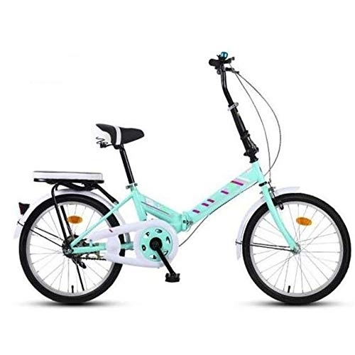 Folding Bike : COUYY 16-inch foldable mountain bike, urban folding bike, compact folding bike, high carbon steel double tube support frame, more secure design, Green