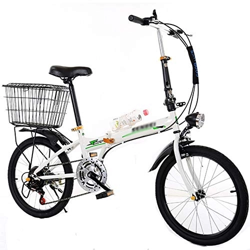 Folding Bike : COUYY Bicycle Folding Variable Speed Bicycle Men's and Women's Bicycle Ultra-light Portable Small Wheel 20-inch Adult Student Bike, White