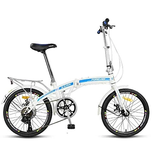 Folding Bike : COUYY Folding bicycle, 20-inch variable-speed folding bicycle, urban cycling male and female adult ultra-light portable student bicycle, Blue