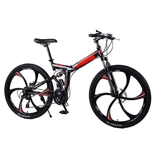 Folding Bike : COUYY Folding Mountain Bike, 21Speed Durable Dual Suspension high-carbon steel thickened frame Great for City Riding and Commuting, 26inch21Speed