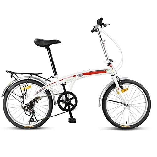Folding Bike : COUYY Folding system mountain folding bike, city folding bike, one size for men, women, children, suitable for all 7-speed gears, White
