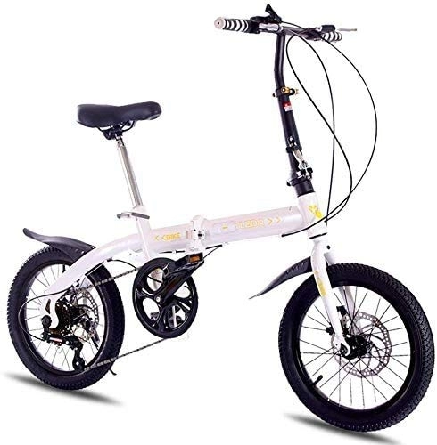 Folding Bike : COUYY Unisex folding bike, ultra light folding bike, urban folding pedal bike, aluminum alloy, adjustable handlebar and seat, White