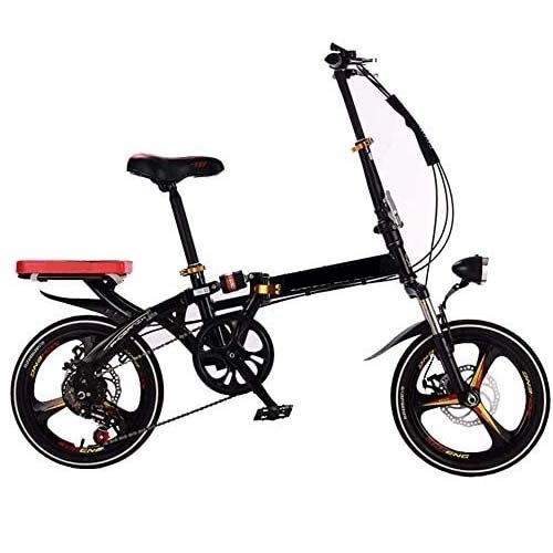 Folding Bike : COUYY Variable speed folding bicycle adult lightweight alloy city with adjustable handlebar sports and leisure synthetic mountain bike, Black