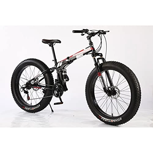 Folding Bike : DERTHWER Mountain Bike Two-wheeled Shock-absorbing Mountain Bike, Folding Bike, Off-road Variable Speed Bicycle, Male And Female Student Youth Bicycle (Color : Black)
