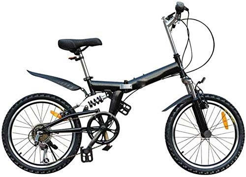 Folding Bike : Folding 20-inch 6-speed variable speed adult male and female variable speed shock absorption riding mountain road bike