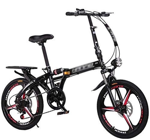 Folding Bike : Folding Bicycle Variable Speed Disc Brake Can Be Used By Adults And Men and Women Lightweight Student Portable with Small Bicycle Black 20 inches-20 inches_Black