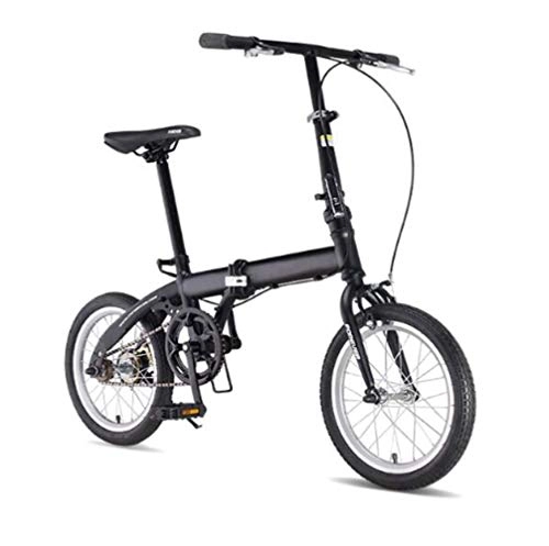 Folding Bike : JI TA Folding Bike Unisex Alloy City Bicycle 15" With Adjustable Handlebar & Seat Single-speed, comfort Saddle Lightweight For Adults Men Women Teens Ladies Shopper / Black