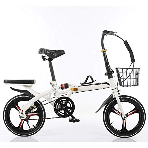Folding Bike : LHQ-HQ Outdoor sports Folding Bike 16 Inch Women's Variable Speed Shock Absorber Adult Super Light Children's Student Bicycle with Basket And High Carbon Steel Frame Outdoor sports Mountain Bike