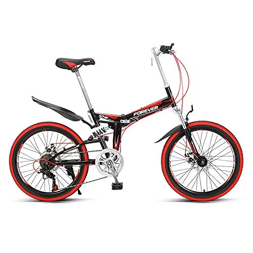 Folding Bike : Mountain Bike, Portable Folding Bike, 22-inch Wheels, 7-Speed, High-Carbon Steel Foldable Frame, Double Shock-Absorbing Bike, for Adults / B / As Shown
