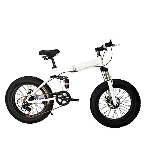 Folding Bike : WJSW Folding Bicycle Mountain Bike 26 Inch with Super Lightweight Steel Frame, Dual Suspension Folding Bike and 27 Speed Gear, White, 7Speed