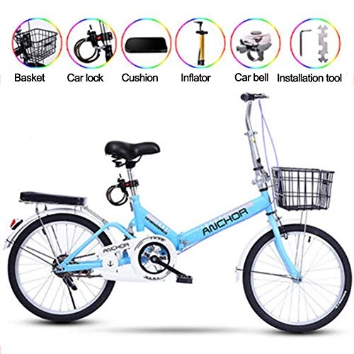 Folding Bike : woyaochudan 20 inch Folding Bike Gearbox, City Student Commuter Car, Shock Absorber Bicycle for Men and Women, Folding Bicycle with double disc brake, Adult bicycle