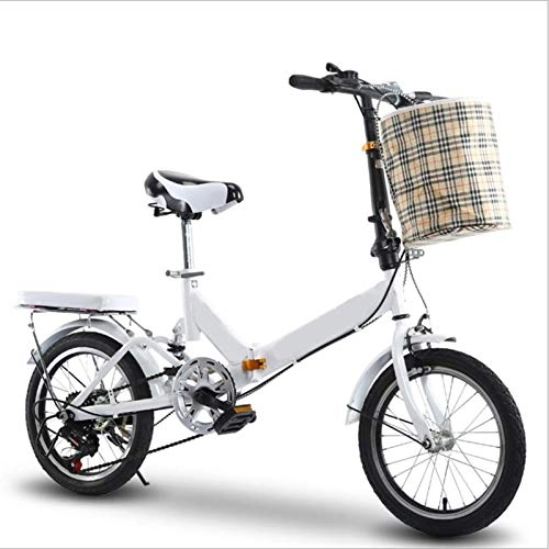 Folding Bike : woyaochudan Folding Bicycle, Portable Adult 20 Inch Small Student Male Bicycle, Men And Women Mini Adult Bicycle (Color : White)