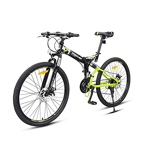 Folding Bike : XIANGDONG A Bicycle With A 24-speed Gearbox, Powerful Shock Absorption And 25-inch Oversized Tires. Folding Bike, Suitable For City And Country Trips, Dark Green