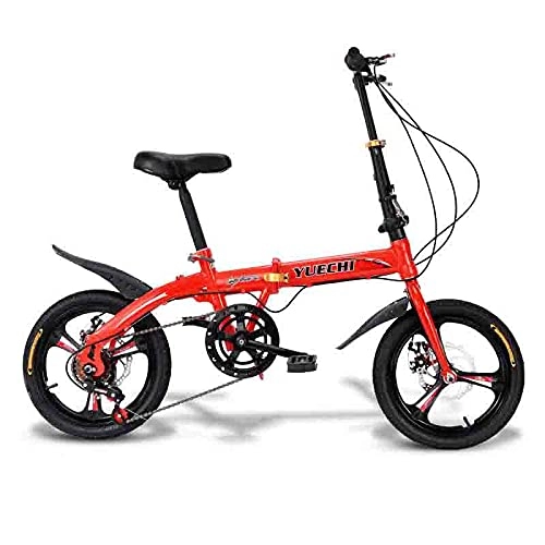 Folding Bike : XIANGDONG Folding Bicycle, Suitable For Everyone, Foldable Travel Bike, Body Length 130 Cm, 7 Speed Change And Large Wheel, Easy Folded City Bike, Multi Color(Color:Red)