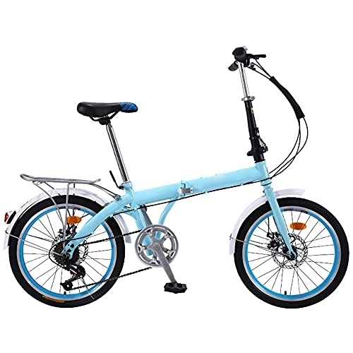 Folding Bike : XIANGDONG Folding Bike Blue Mountain Bike Suitable 7 Speed, Wheel Dual Suspension, For Mountains And Roads Adjustable Seat, Height And Save Space Better