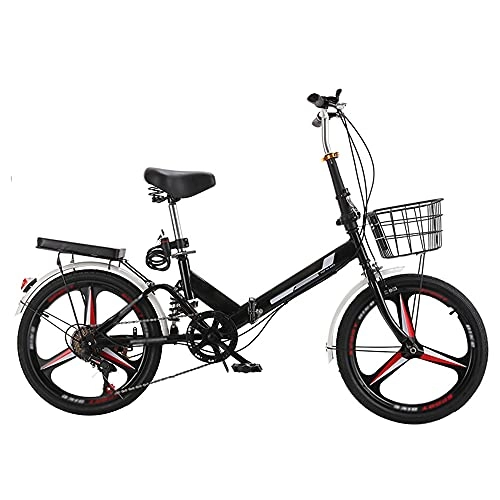 Folding Bike : ZHANGOO Black Folding Bike Mountain Bike Shock Absorb, Bicycle Running On The Highway, With Back Seat And Basket, Lightweight And Stylish Variable Speed