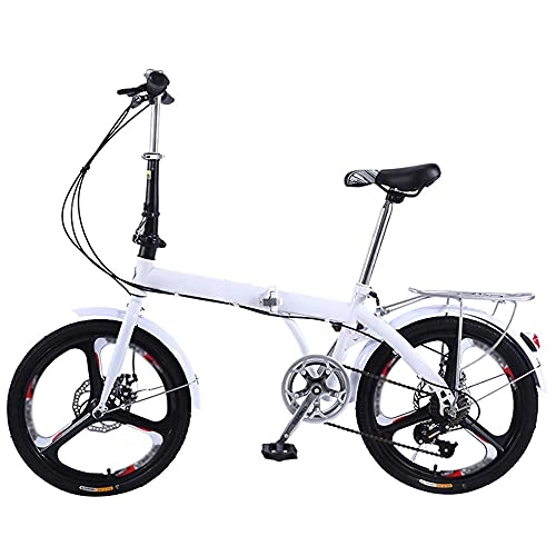 Folding Bike : ZHANGOO Mountain Bike Folding Bike White 7 Speed Wheel Dual Suspension, Height And Save Space Better Adjustable Seat For Mountains And Roads B