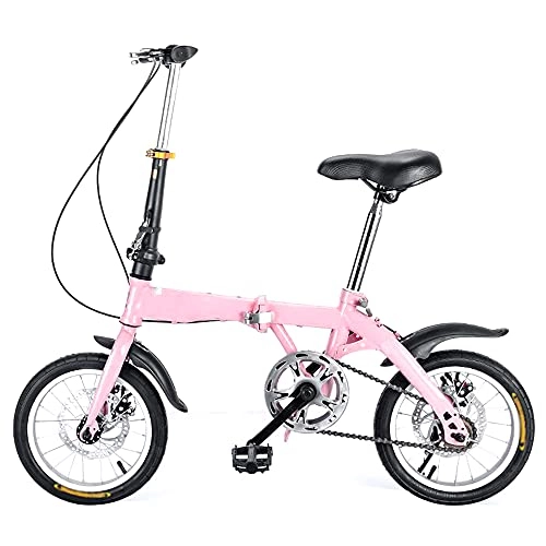 Folding Bike : ZHANGOO Mountain Bike Variable Speed Folding Bike, Pink Bicycle Adjustable Saddle, Handlebar, Wear-resistant Tires, Thickened High Carbon Steel Frame